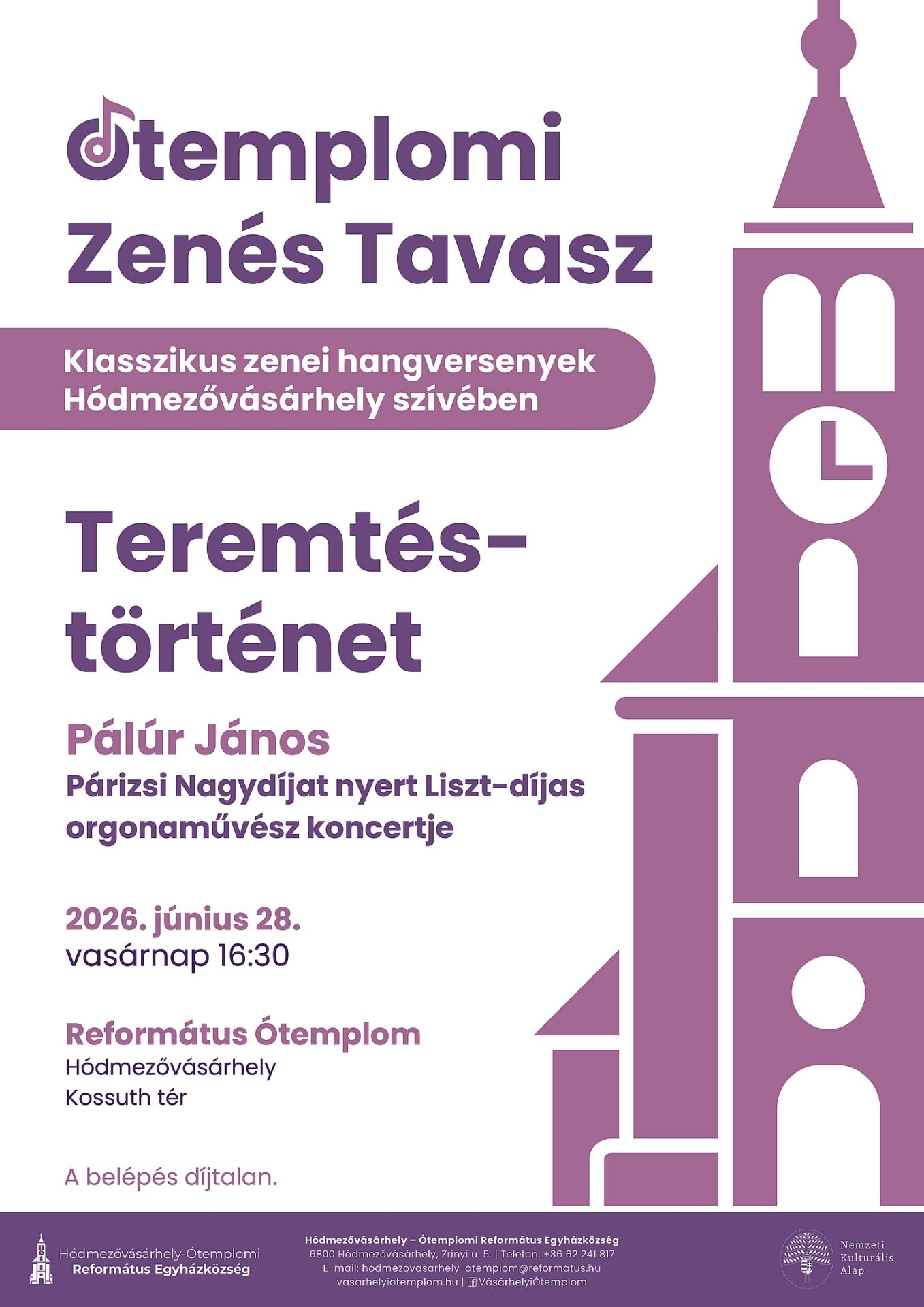 Hálaadó ünnepi istentisztelet és orgonakoncert a 130 éves Soukenik-orgona tiszteletére Hódmezővásárhelyen Hálaadó ünnepi istentisztelet és orgonakoncert plakát